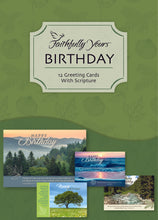 Load image into Gallery viewer, F23424 - Faithfully Yours God's Majesty - 12 Birthday Cards W/Scripture 4 Designs
