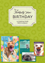 Load image into Gallery viewer, F23514 - Faithfully Yours Furry Friends 12 Birthday Cards W/ KJV Scripture 4 Designs
