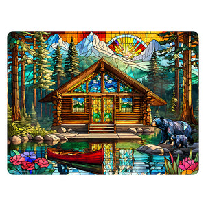 41217 - CUTTING BOARD - STAINED GLASS CABIN