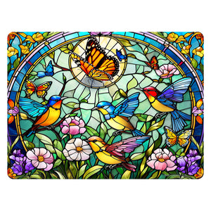 41218 - CUTTING BOARD - STAINED GLASS BIRDS/BUTTERFLY