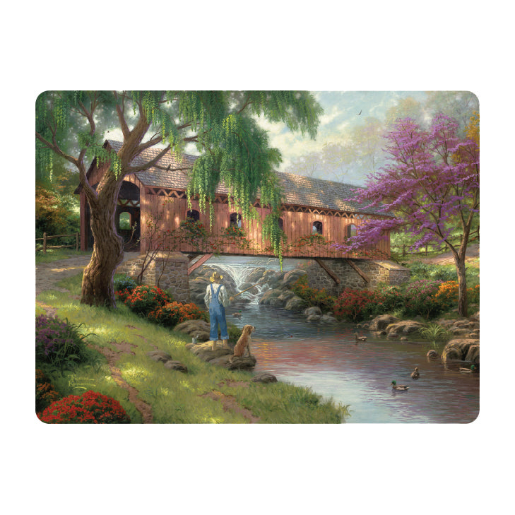 55047 - CUTTING BOARD - THOMAS KINKADE - THE OLD FISHING HOLE