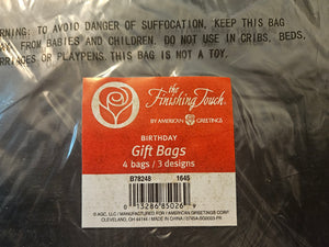 85026 - BIRTHDAY GIFT BAGS (SET OF 4)