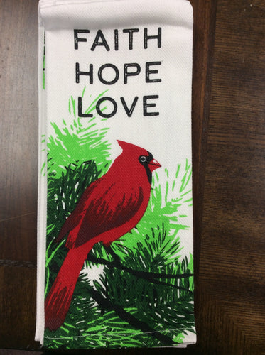 DKT23224 - KITCHEN TOWEL - CARDINAL FAITH/HOPE/LOVE