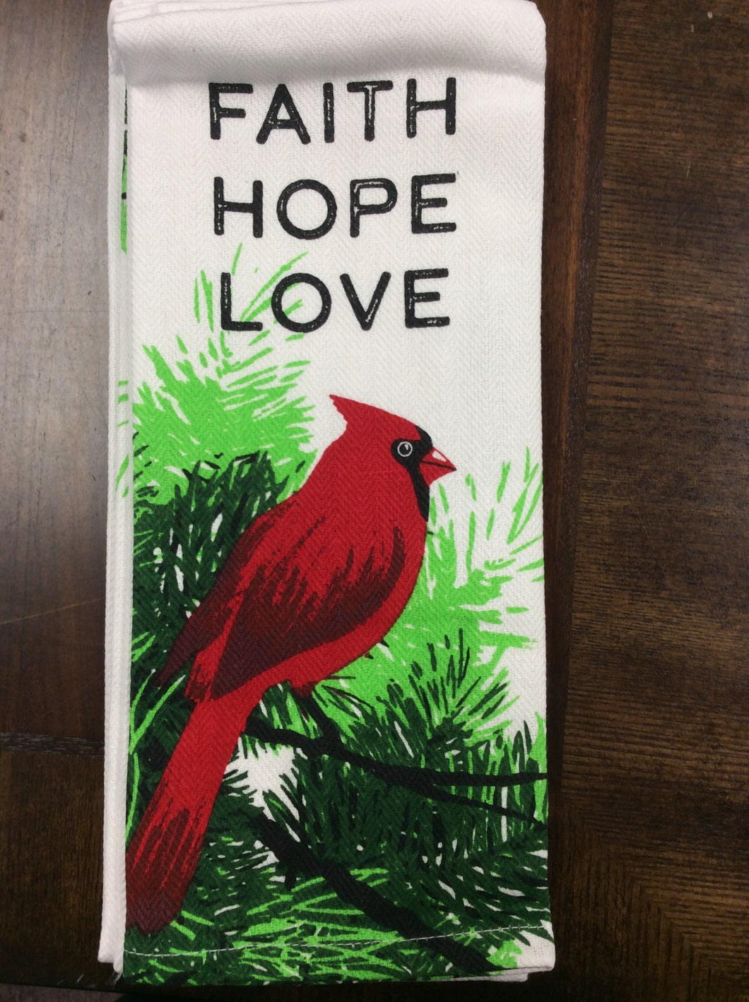 DKT23224 - KITCHEN TOWEL - CARDINAL FAITH/HOPE/LOVE