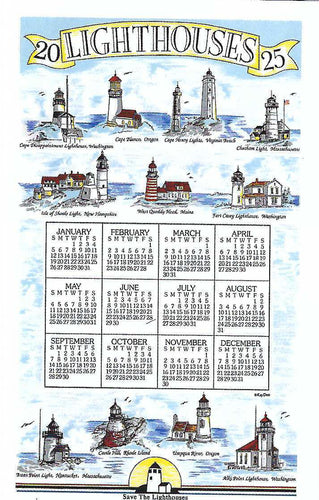 F3461 - Lighthouses - 2025 Calendar Towel