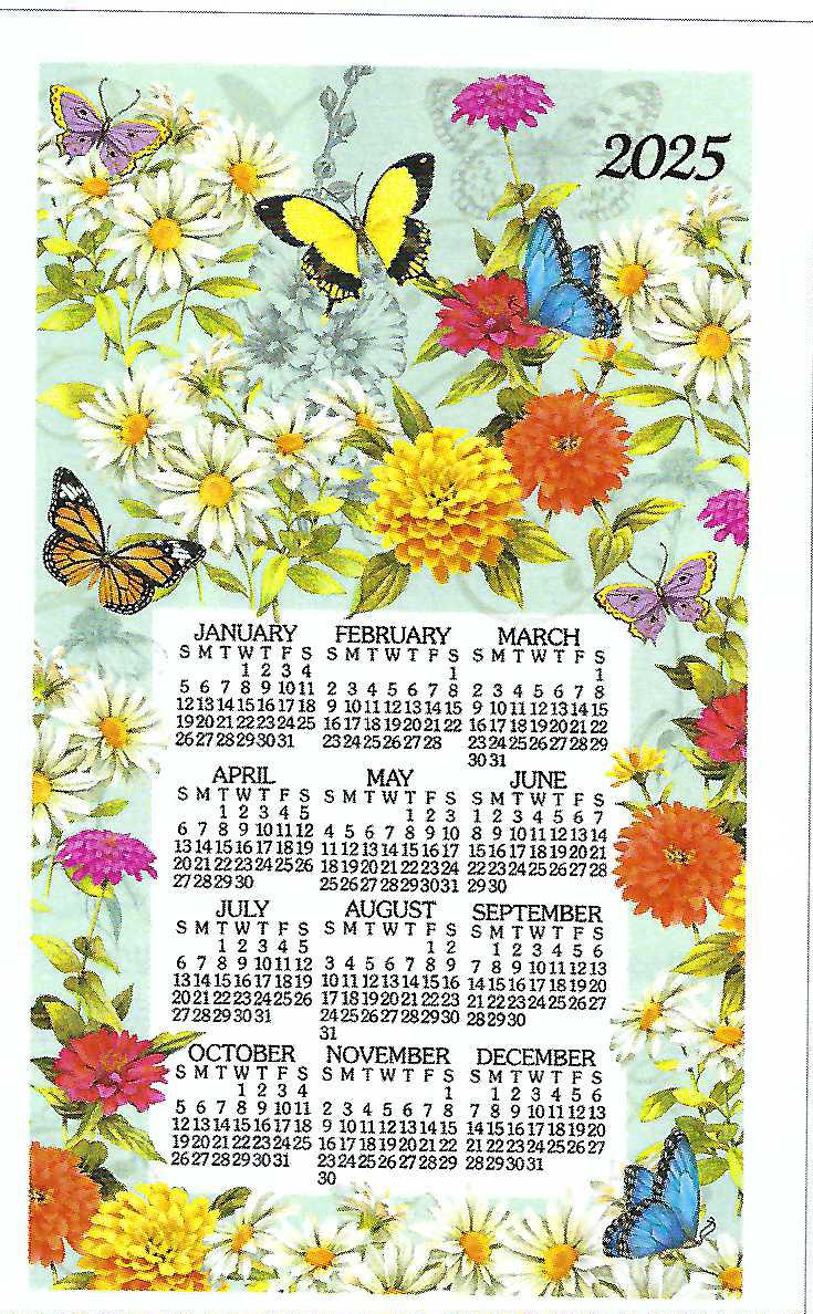 F3463 - Butterfly Garden - 2025 Calendar Towel