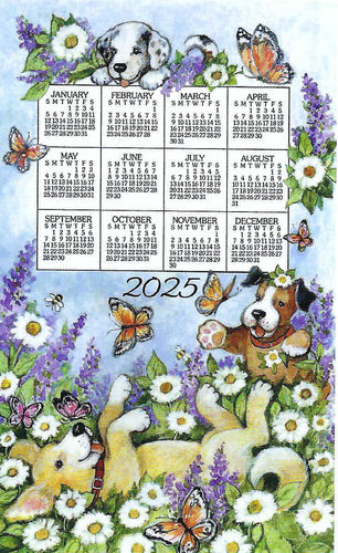 F3468 - Playful Puppies - 2025 Calendar Towel