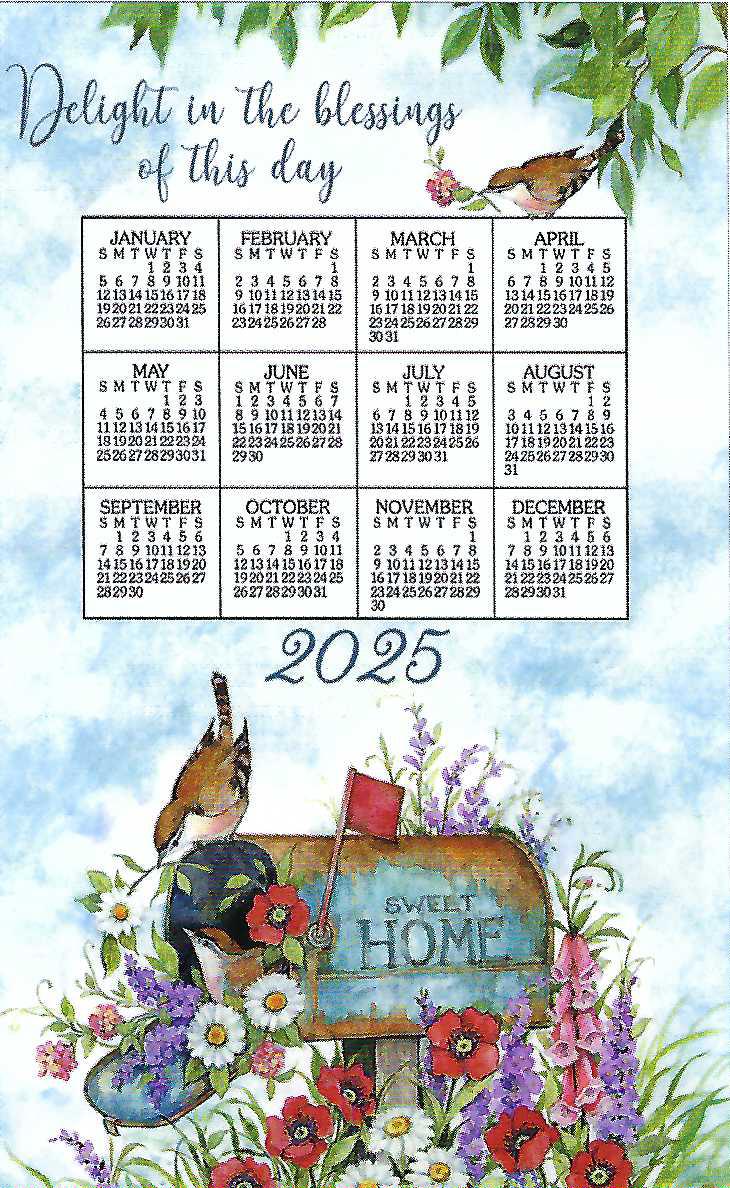 F3470 - Floral Mailbox - 2025 Calendar Towel