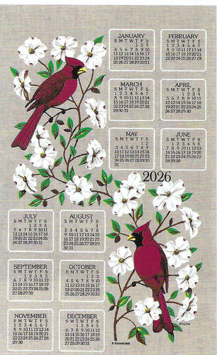 F3550 - Dogwood & Cardinal - 2026 Calendar Towel