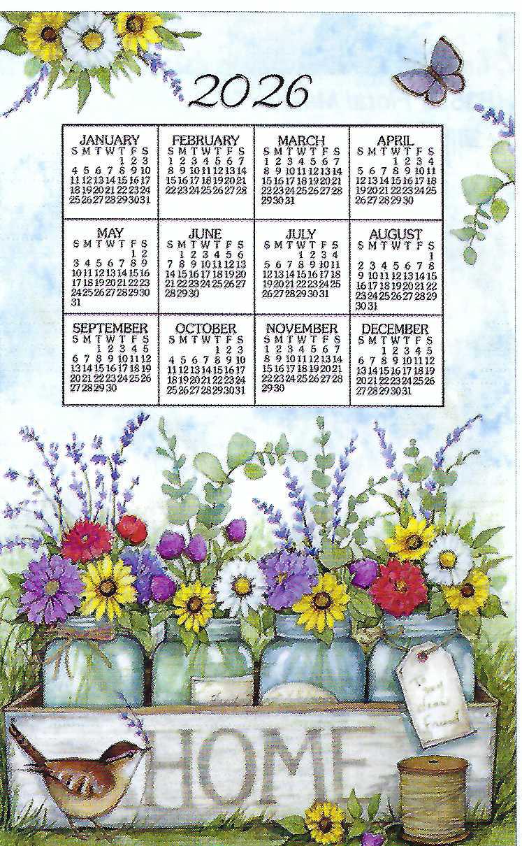 F3561 - Home Floral - 2026 Calendar Towel