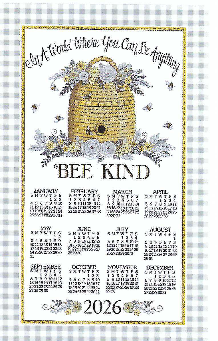 F3564 - Bee Kind - 2026 Calendar Towel