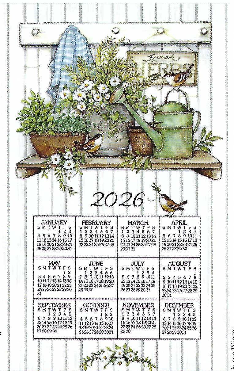 F3565 - Fresh Herbs - 2026 Calendar Towel