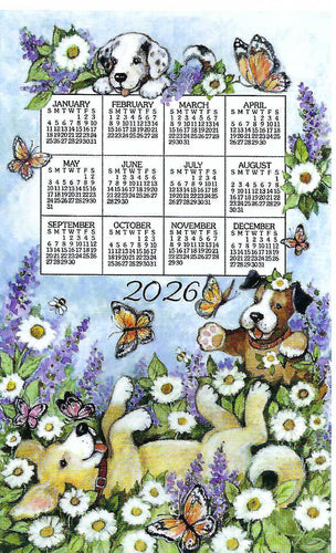 F3567 - Playful Puppies - 2026 Calendar Towel