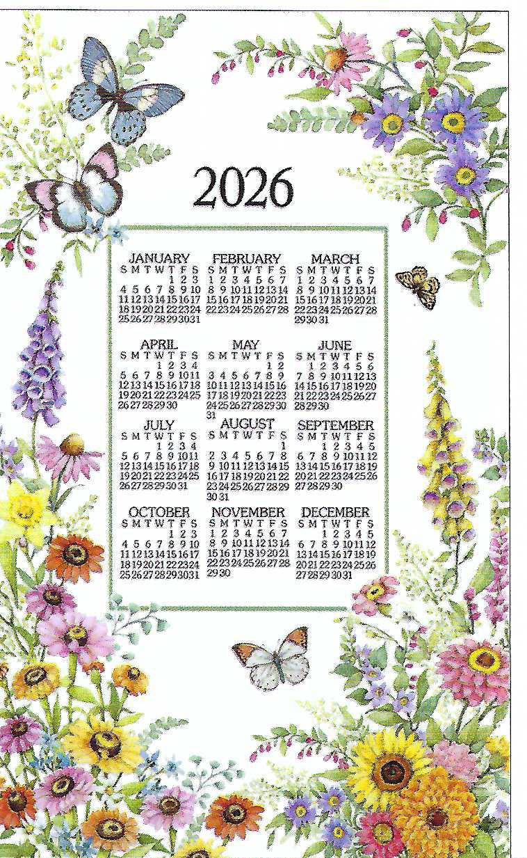 F3568 - Garden Walk - 2026 Calendar Towel