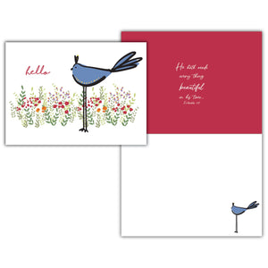 S22587 - BLUE BIRD & FLOWER - THINKING OF YOU - KJV