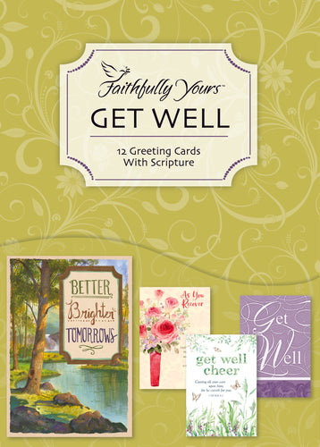 F23434 - Faithfully Yours Wishing You Well - Get Well 12 Cards with Scripture