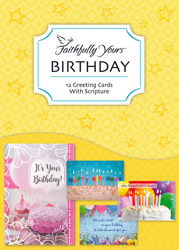 F23499 - Faithfully Yours You're Special 12 Birthday Cards W KJV/Scripture 4 Designs