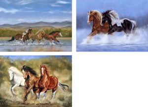 40022 - CUTTING BOARD (3) ASSORTED HORSES