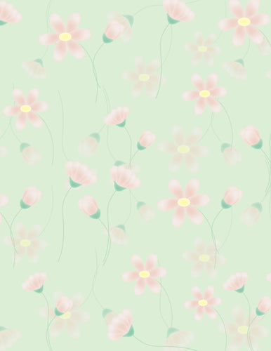 41012 - DESIGNER PAPER - PEACH DAISIES ON GREEN