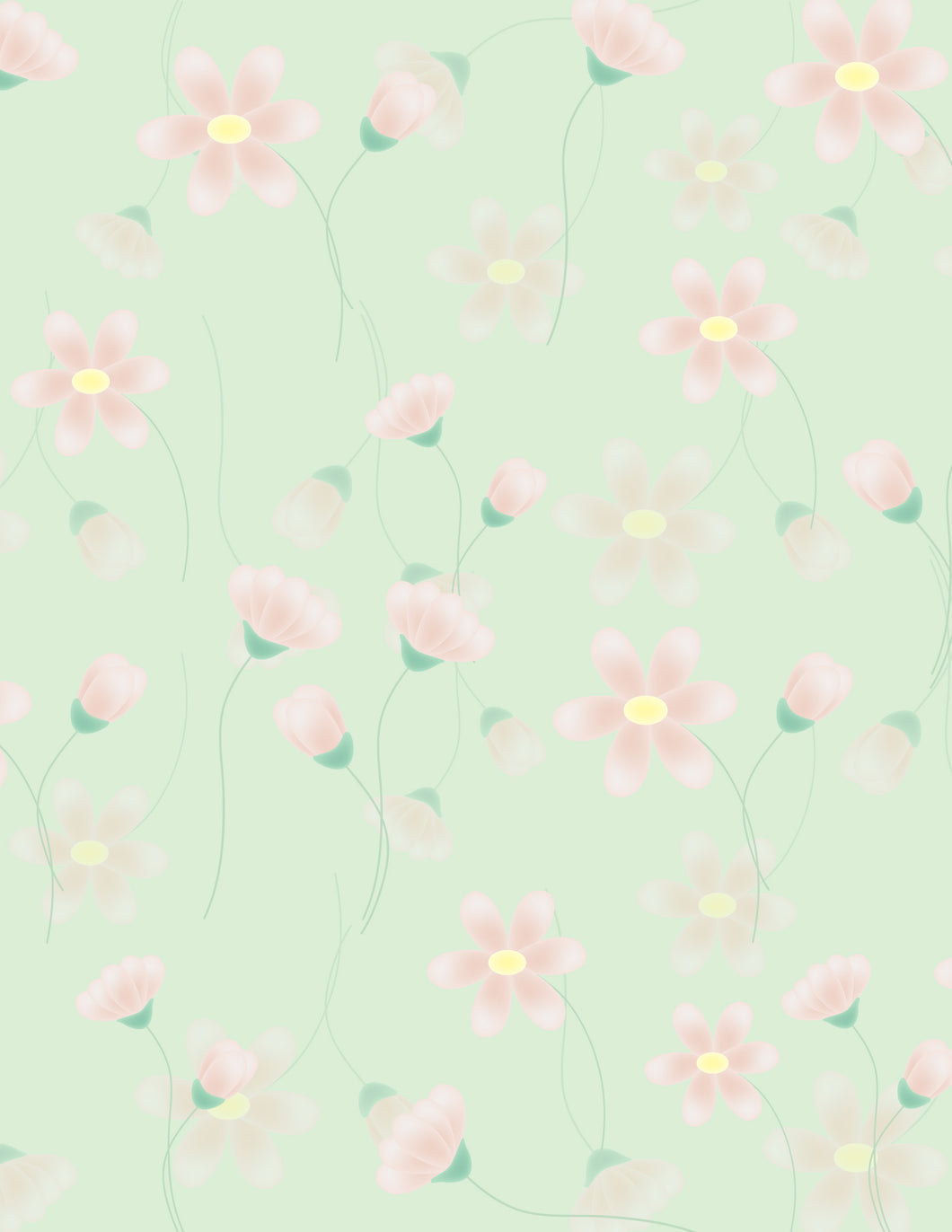 41012 - DESIGNER PAPER - PEACH DAISIES ON GREEN