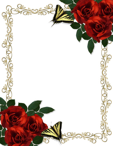 41014 - KEN'S KREATIONS DESIGNER PAPER RED ROSES WITH WINGS 8.5