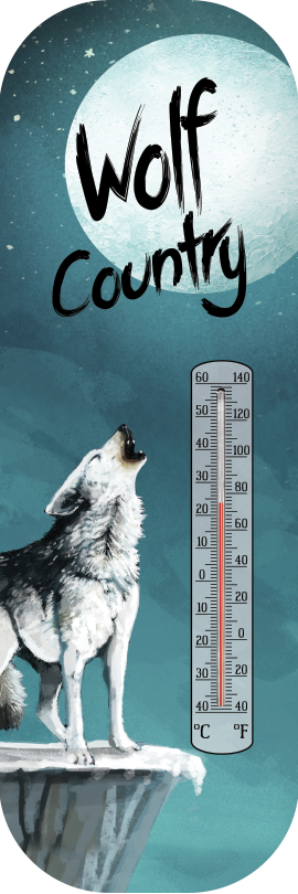 Wolf Country” Thermometer Indoor/outdoor 10x4x1” Metal Well Made!