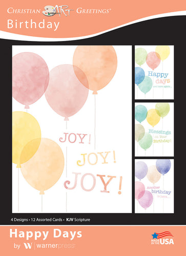 G3183 - WARNER PRESS Happy Days - Birthday Cards 12 Cards w/KJV Scripture