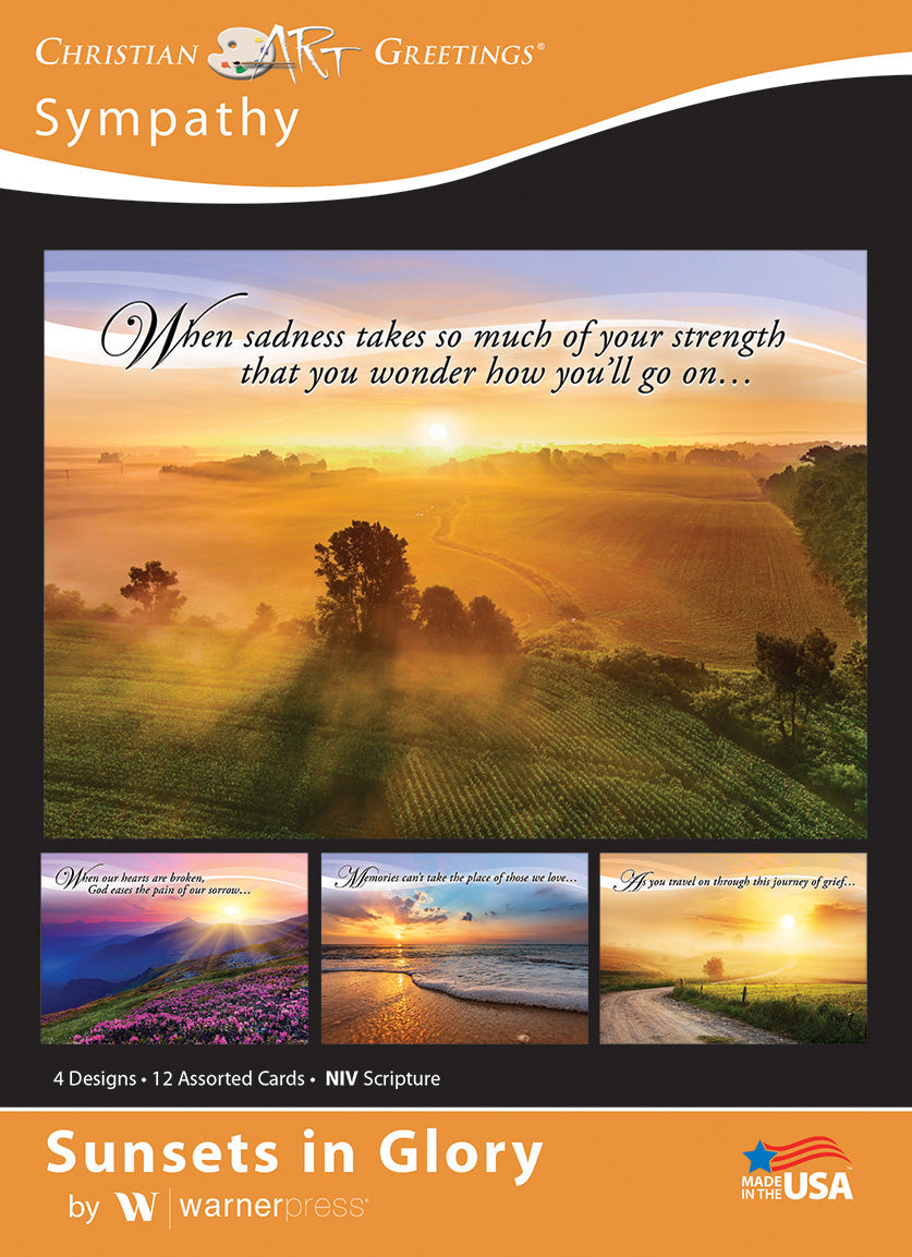 G3283 -  WARNER PRESS Sunsets In Glory - Sympathy 12 Cards W/NIV Scripture