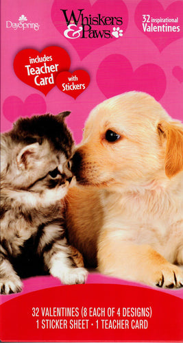 J88938 - WHISKERS AND PAWS - Children's Valentines