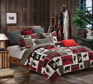 DQ689FQ - 3 PC QUILT SET - LODGE LIFE - FULL/QUEEN