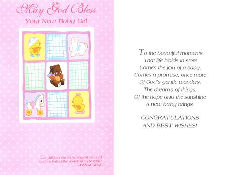 FFG091 - 12 PK COUNTER CARDS - BABY GIRL - KJV
