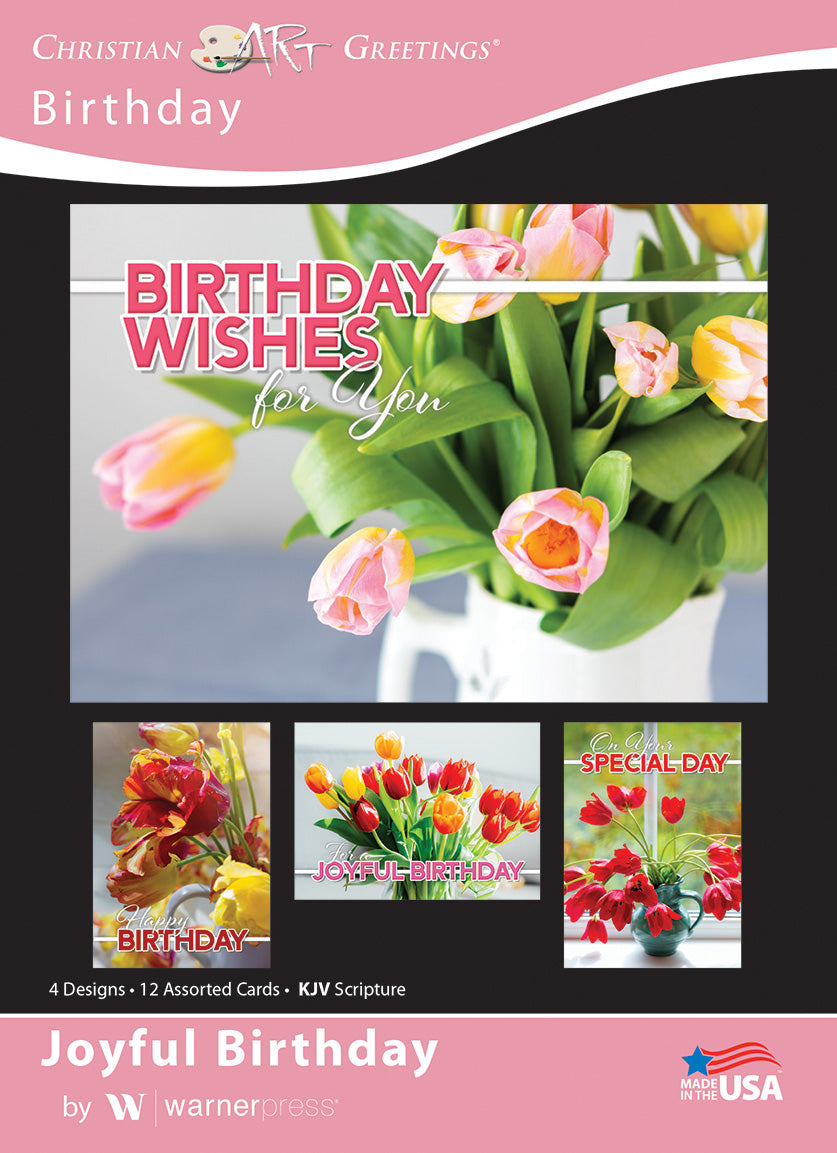 G3173 - WARNER PRESS Joyful Birthday - Birthday Cards 12 Cards w/KJV Scripture