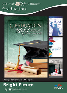 G3343 - Bright Future Assorted Greeting Cards Graduation 12 Cards with KJV Scripture - 3 each of 4 assorted.