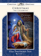 Load image into Gallery viewer, G9292X - Christian Art Her First Born Son - Boxed Greeting Cards - Christmas - KJV Scripture - (Box of 12)