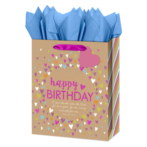 88768 - MEDIUM GIFT BAG - HAPPY BIRTHDAY PSALM 136:1 - KJV