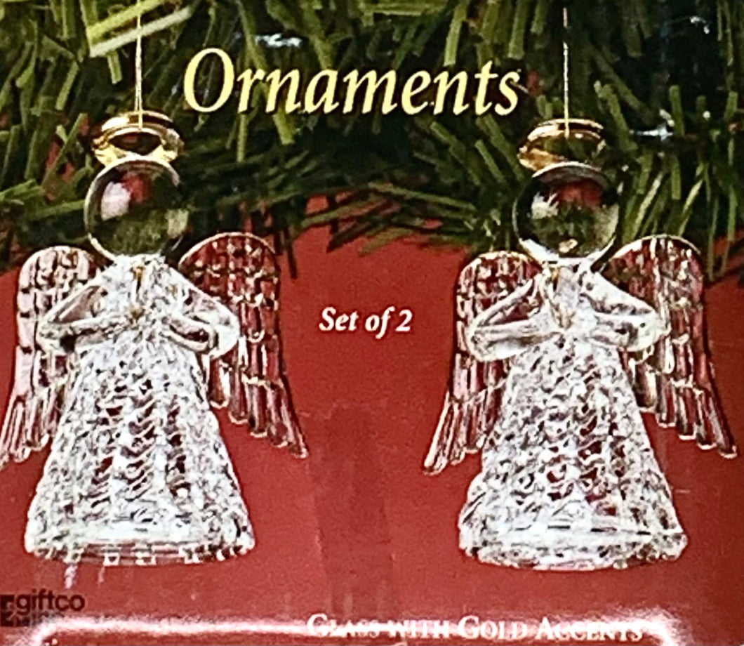 1428 - GLASS ANGEL ORNAMENTS (2PK)