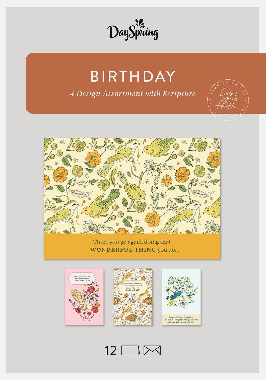 U0056 - Dayspring Birthday Birds - Birthday Cards & Envelopes W/ Scripture