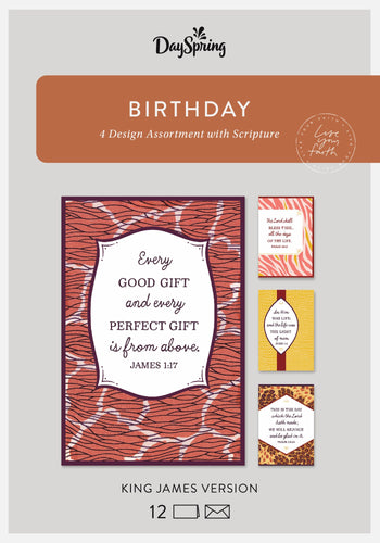 U0058 - DAYSPRING Animal Print - Birthday Cards 12 Cards w/Scripture 4 Designs