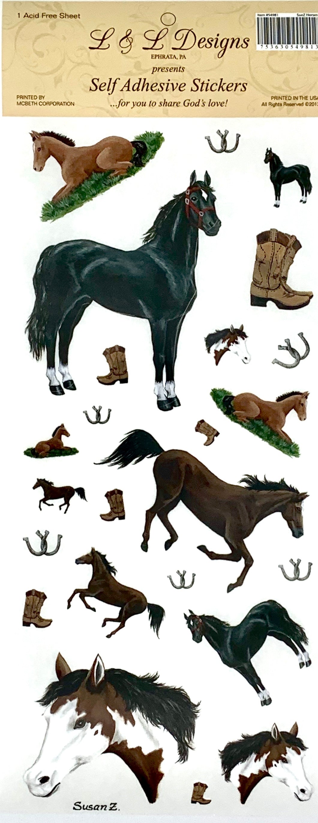 54981 - SCRAPBOOKING STICKERS - SUEZ HORSES