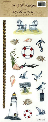 55014 - SCRAPBOOKING STICKERS - LIGHTHOUSE/SEASHORE