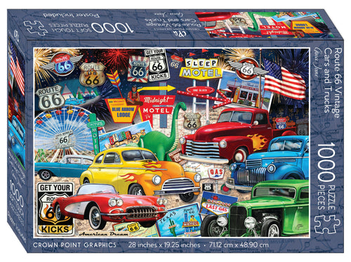 91846 - Route 66 Vintage Cars and Trucks - 1000 Piece Puzzle